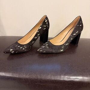 Spotted Calf Hair Black Heels